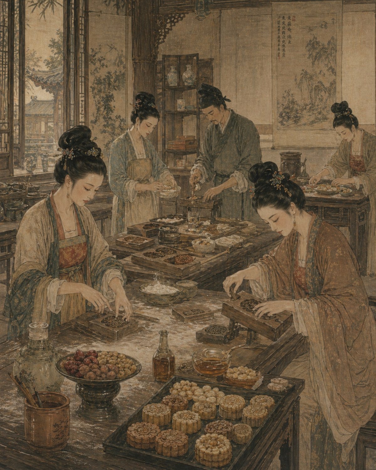 唐代中原工匠以木模压制花纹面点，茶果子源流与人工糕点成型