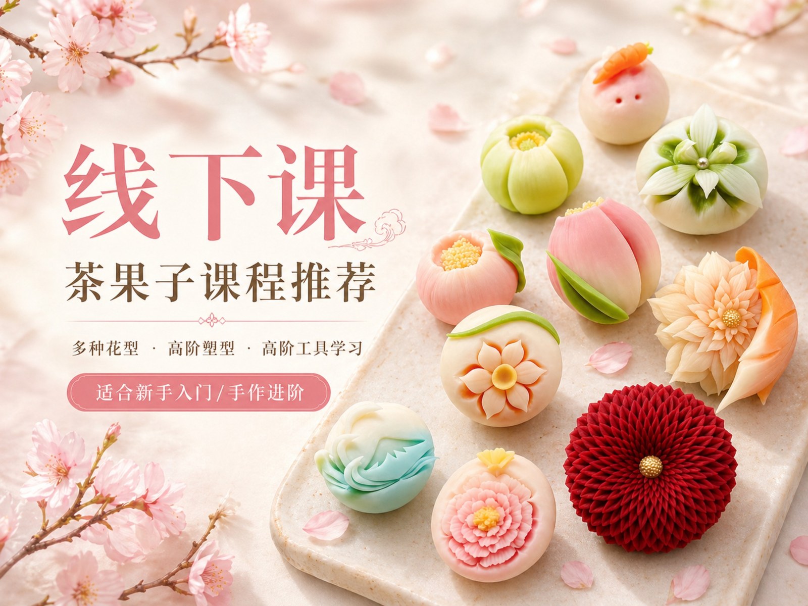 楸晴茶果线下高研班，茶果子高阶塑形配色配方与精研技法面授课程